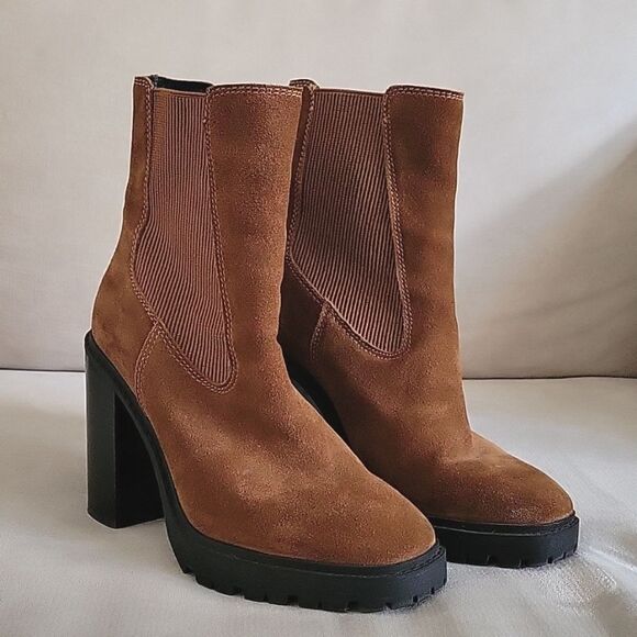 Chelsea & Violet Suede Leather Chunky Boots - Picture 1 of 12